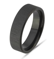 6mm Fırçalanmış Mat Düz Kadın Erkek Çelik Alyans Yüzük (Siyah) cl46