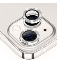 ALLY iPhone 14-14 Plus Diamond Taş İşlemeli Alüminyum Alaşımlı Kamera Lens Koruyucu (Gümüş)