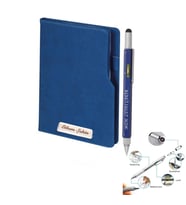 İsme Özel Termo Deri Defter Çok Fonksiyonlu Kalem Seti (Mavi)