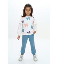 Toontoy Kız Çocuk Baskılı Eşofman Takım (Mavi)