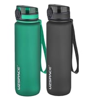 Uzspace 2'li Tritan Matara Seti 1000 ml Büyük Boy 14 Farklı Renk Seçeneği FiftyFifty (Siyah - Mint Yeşili)