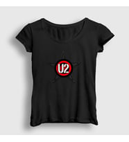 Presmono Kadın Sarı Star U2 T-Shirt 121317tt (Siyah)