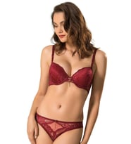 Le Jardin 5040-B Destekli-Balenli Slikonlu Taşlı Sütyen Takımı (Bordo)