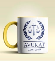 Kişiye Özel Avukat 6 Tasarımlı Turuncu Kupa Bardak (Sarı)
