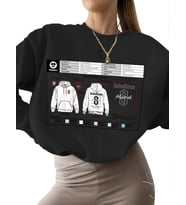 bisiklet yaka unisex Sweatshirt kadın Bej 3 iplik şardonlu Enigma mockup sayfası (techpack) Baskılı (Siyah)