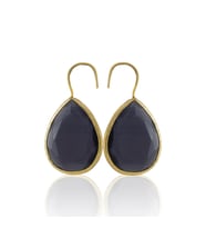 Kadir Jewellery 22 Ayar Altın Kaplama Damla Taşlı Küpe -El İşçiliği Ve Hipoalerjenik Küpe (Mor)
