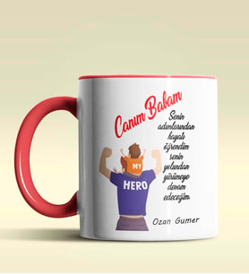 Kişiye Özel Canım Babam Mesajlı Tasarımlı Siyah Kupa Bardak (Kırmızı)