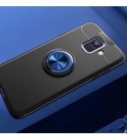 Samsung Galaxy A6 2018 Kılıf Yüzüklü Magnetli Ravel Case (Siyah-Mavi)