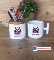 Sevimli Panda Kalemlik, Kupa Bardak T Kişiye Özel Hediye (Model 1)