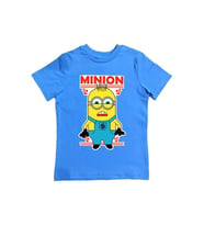 Minions baskılı pamuklu penye kumaş yazlık çocuk tişört (Mavi)