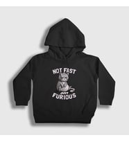 Presmono Unisex Çocuk Kırmızı Not Fast Just Furious Cat Kedili Kapüşonlu Sweatshirt 460601tt (Siyah)