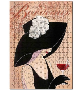 Cakapuzzle Şapkalı Kadın Üzüm Kadeh Görseli Puzzle Yapboz MDF (Ahşap) (255 Parça)