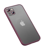 Apple iPhone 13 Kılıf Retro Kenar ve Lens Koruyucu Renkli Kılıf (Koyu Mor)