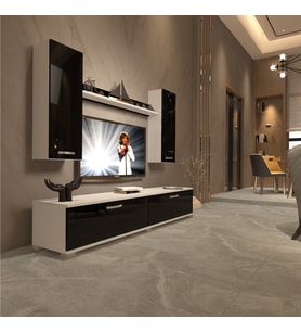 Decoraktiv Eko 5D Slm Std Tv Ünitesi Tv Sehpası (Siyah - Beyaz)