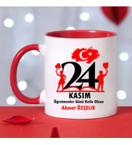 24 Kasım Öğretmenler Günü Hediyesi Kupa Bardak (Kırmızı)