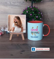 Edebiyat Öğretmeni Fotoğraflı Dekoratif Taş, Kupa Bardak Beyaz Hediye (Model 13)