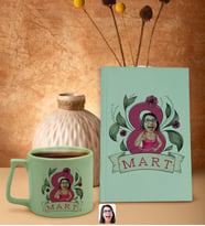 BK Gift 8 Mart Karikatürlü Yeşil Sert Kapaklı Defter ve Middle Kupa Seti, Arkadaşa Hediye, Yeni İş Hediyesi, Doğum Günü Hediyesi (Model 2)