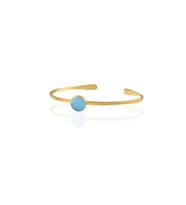 Kadir Jewellery Zirkon Taşlı Ayarlanabilir 22 Ayar Altın Kaplama Bilezik (Koyu Mavi)