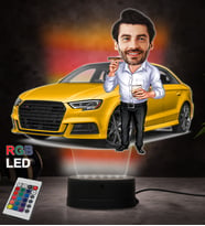 Doğum Günü Hediyesi,Sevgiliye Hediye, Kişiye Özel Fotoğraflı Audi 2 Tasarımlı Erkek Karikatür 3D Led Lamba (RGB)