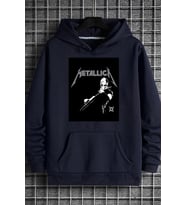Unisex Metalica Baskılı Oversize Sweatshirt (Lacivert)