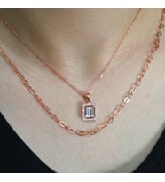 Baget Taşlı Kolye (Rose - Gold)