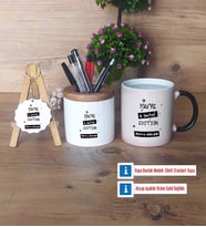 Arkadaşa Hediye Hediye Sepeti Kalemlik, Kupa Bardak Sihirli, Ahşap Anahtarlık Hediye Doğum Günü Hediyesi (Model 1)