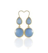 Kadir Jewellery 22 Ayar Altın Kaplama Kadın Taşlı Küpe -El İşçiliği Ve Hipoalerjenik Küpe (Gece Mavisi)