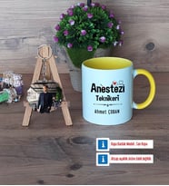 Anestezi Teknikeri Kupa Bardak Beyaz ve Fotoğraflı Ahşap Anahtarlık Hediye (Model 7)