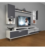 Decoraktiv Ekoflex 5da Mdf Krom Ayaklı Tv Ünitesi Tv Sehpası (Beyaz - Antrasit)