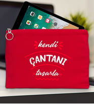 BK Gİft Kişiye Özel Kendin Tasarla Tablet Çantası 30x21cm ( 12 Renk Seçeneği), Ipad Çantası, Baskılı Tablet Kılıfı (Kırmızı)
