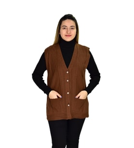 Kadın Cepli Triko Yelek BGL-ST03344 (Taba)