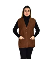 Kadın Cepli Triko Yelek BGL-ST03344 (Taba)