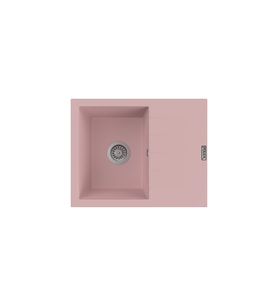 POLEX Cristalüx Granit Eviye P-S60 Tezgah Altı Ve Tezgah Üstü Kare Mutfak Evyesi 60,5x49,5cm (Pembe)