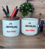 Odyolog Hediye Sepeti Kupa Bardak T Kulplu, Kalemlik Hediyeleri Tıp Bayramı Hediyesi (Model 2)
