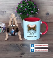 Kuran Kursu Hocası Kupa Bardak Beyaz ve Fotoğraflı Ahşap Anahtarlık Hediye (Model 2)