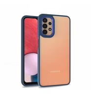 Galaxy A53 5G Kılıf Zore Flora Buton,Kenar Çevresi Renkli Kılıf (Mavi)