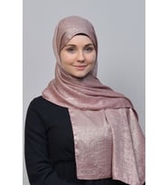 Çift Renk Parlak Simli Yanarlı Prenses Tesettür Şal Pamuk (Koyu Pembe)