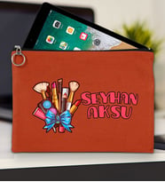 BK Gift Kişiye Özel İsimli-3 Tablet Çantası 30x21cm(12 Renk Seçeneği), Ipad Çantası, Baskılı Tablet Kılıfı (Kiremit)