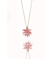 925 Ayar Gümüş Rose Kaplama 3 Katlı Lotus Kolye (Açık Pembe)