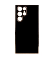 Samsung Galaxy S22 Ultra Kılıf Kenarları Gold Kamera Korumalı Renkli Pastel Silikon Açık Yeşil BARK (Siyah)