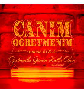 Kişiye Özel Öğretmenler Günü Hediyesi, Canım Öğretmenim LED AYDINLATMA (Kırmızı)
