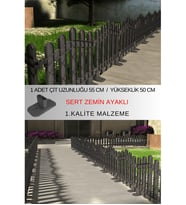 Dekoratif Plastik Alan Oluşturma ve Bahçe Çiti 1 ADET ÇİT (Y: 50 CM / G: 55 CM) SERT ZEMİN AYAKLI (Gri)