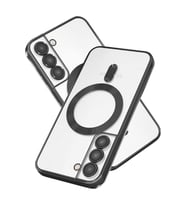 Samsun Galaxy S23 PLUS Kılıf Kamera Lens Korumalı Renkli Magsafe Şeffaf Kapak (Siyah)