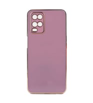 Oppo A54 4G Kılıf Zore Bark Kenarları Altın Renk Kılıf (Mor)