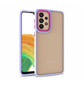 Galaxy A33 5G Kılıf Zore Flora Buton,Kenar Çevresi Renkli Kılıf (Lila)