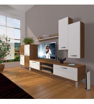 Decoraktiv Eko 6 Slm Dvd Krom Ayaklı Tv Ünitesi Tv Sehpası (Beyaz - Kahverengi)