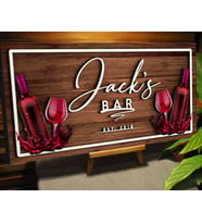 BK Gift Kişiye Özel Kabartma Tasarım Ahşap Bar Tabelası 61cm, Home Bar Tabela, Rustik Ev Dekorasyonu, Duvar Dekoru (Model 15)