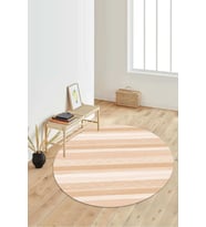 Dijital Baskılı Kaymaz Taban Yıkanabilir Yuvarlak Salon Halısı Koridor Halısı Paspas NDY-HT-1003 (Krem)