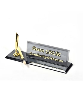 TEK KALEMLİ ZARİF ŞIK OFİS DEKORU MASA İSİMLİK (Gold)