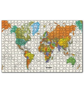 Cakapuzzle Dünya Haritası Sular Beyaz Renkte Puzzle Yapboz MDF (Ahşap) (1000 Parça)